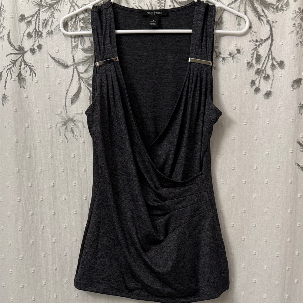 White House Black Market Charcoal Drape Tank Top